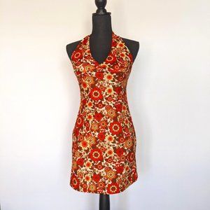 Floerns Women's Sleeveless Halter Backless Tie Back Floral Bodycon Mini Dress